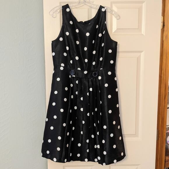 Black White Polkadot Dress Size 10 - Picture 1 of 5